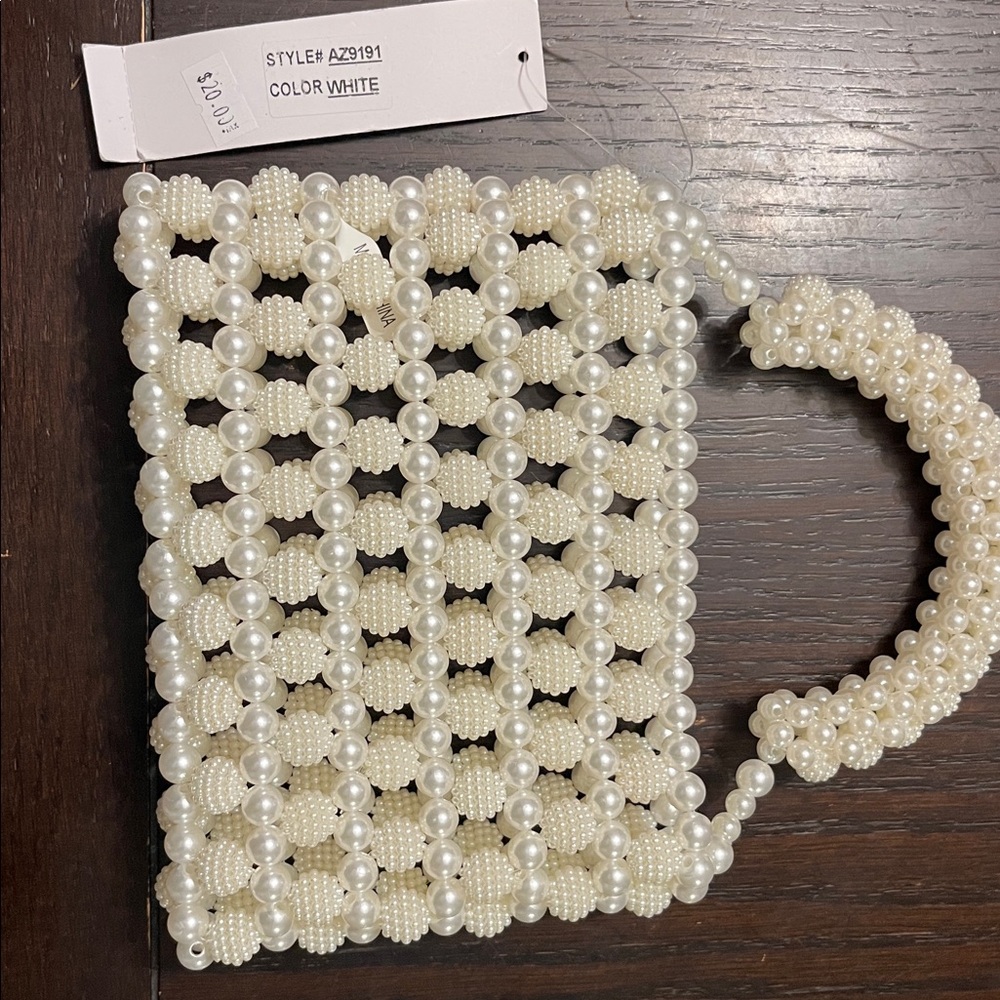 Alessia Cream Pearl Beaded Handbag - Picture 2 of 3